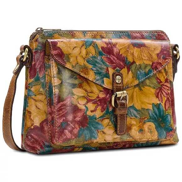 Patricia Nash Fresco Bouquet Avellino Crossbody 100% Italian Leather Floral - Picture 4 of 11